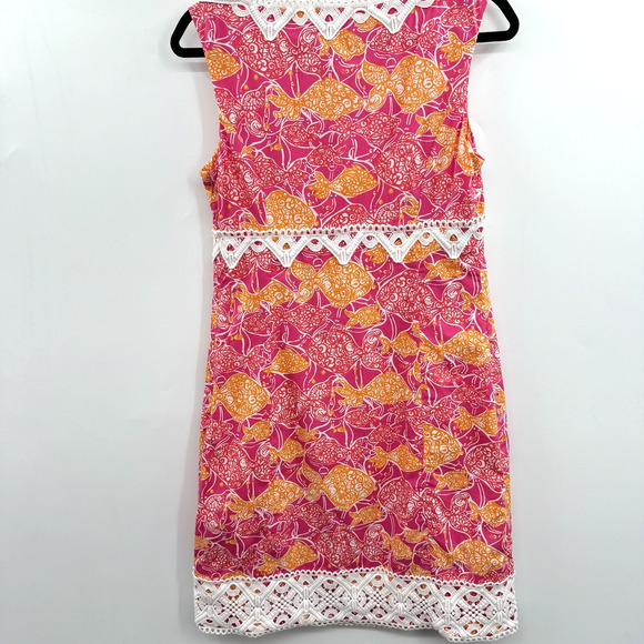 Lilly Pulitzer Jubilee Catherine Bell A-Line Dress Sz 6 Pink Lace Trim Tropical - Picture 3 of 15